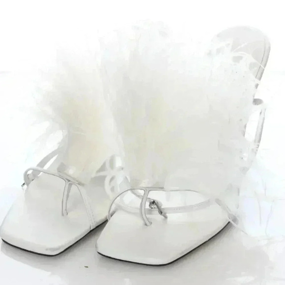 Jeffrey Campbell Flirt-alot Feather Sandal White 9 NWOT,Specials : American Fashion Style Bags On Sale